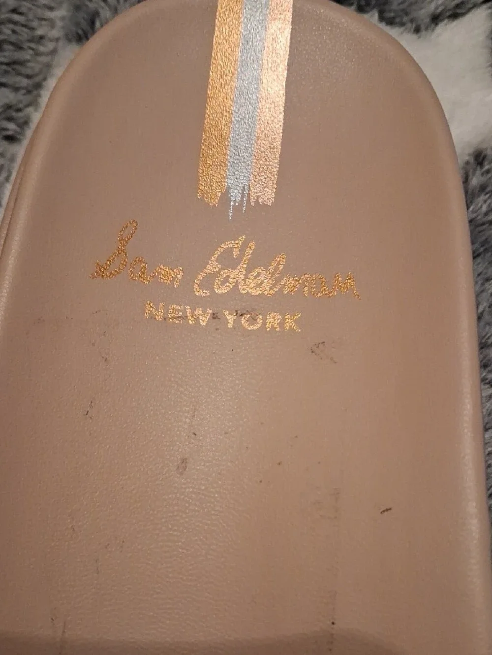 Sam Edelson Patent Leather Nude Slide Sandals - Women Size 11